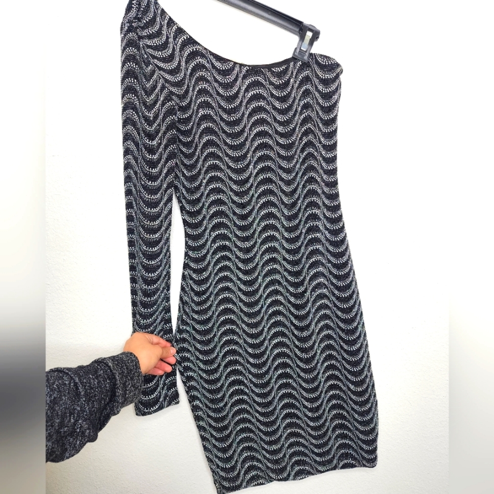 Dress Medium Black Silver White Glittery Charlotte Russe
